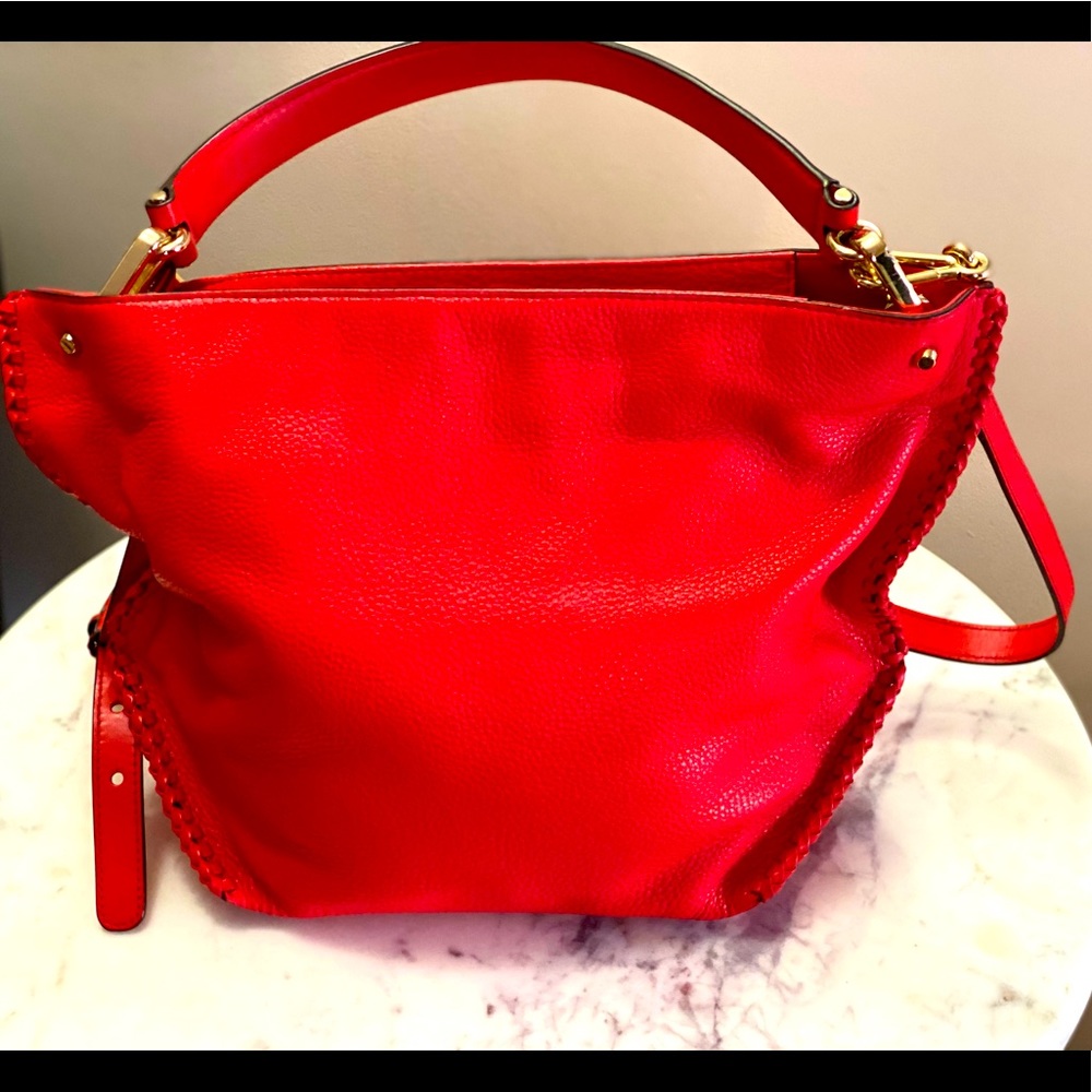 Michael Kors Pebbled Leather Crimson Satchel